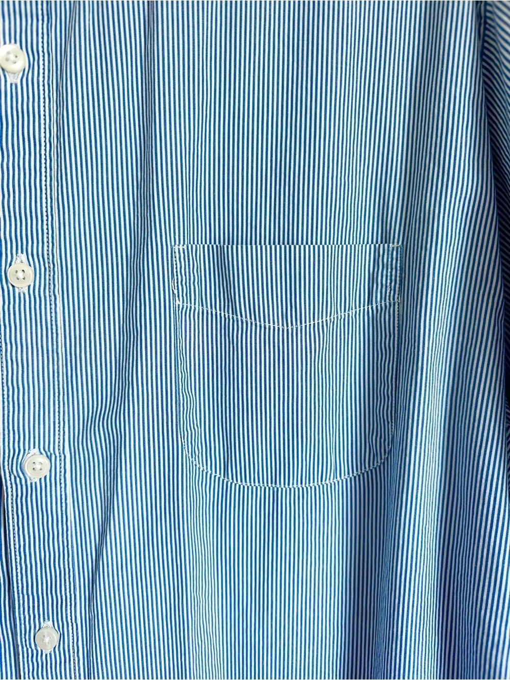 J. CREW Men’s Classic Fit Blue Striped Button-Down Shirt Size XL Tall
